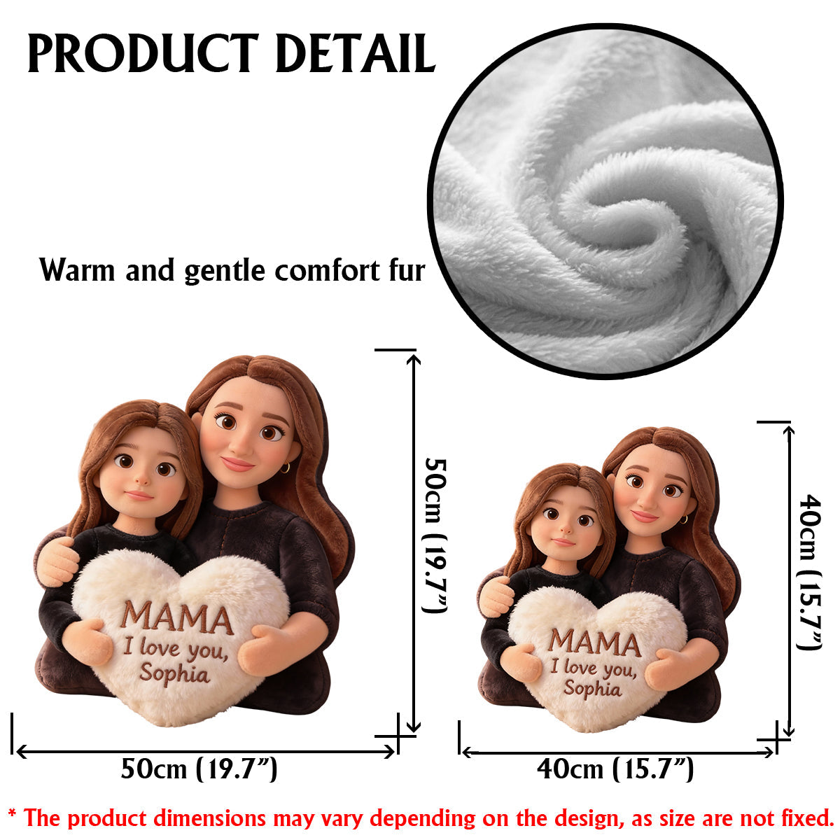 Ich liebe dich – Personalisiertes Mutterkissen aus Kunstfell