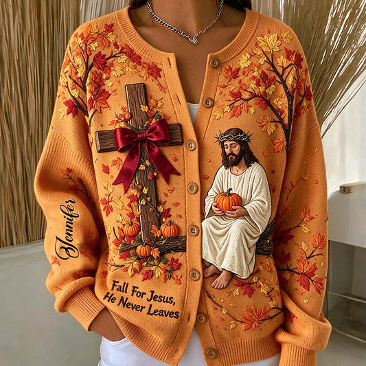 Fall For Jesus - Personalisierter Christlicher Cardigan