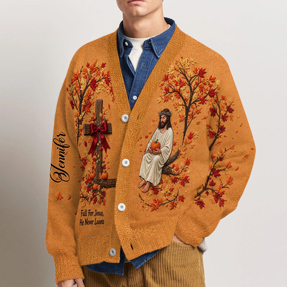 Fall For Jesus - Personalized Christian Cardigan Sweater