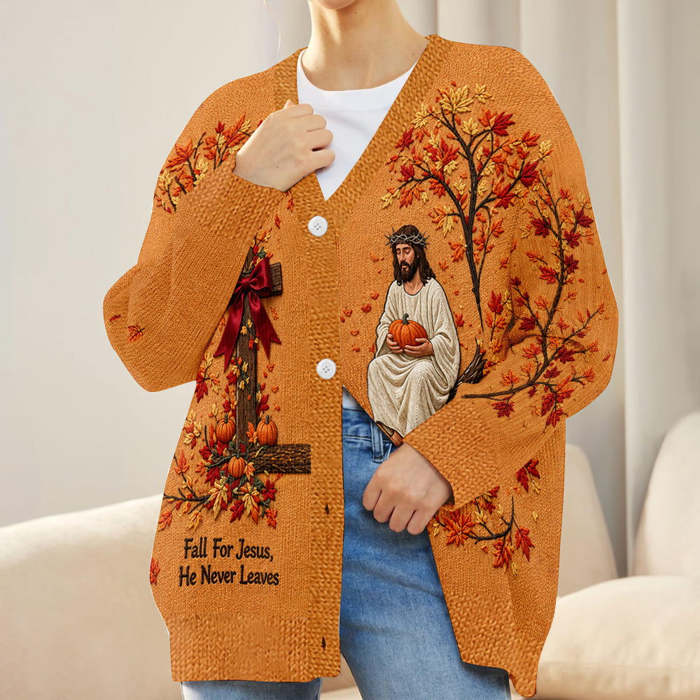 Fall For Jesus - Personalized Christian Cardigan Sweater