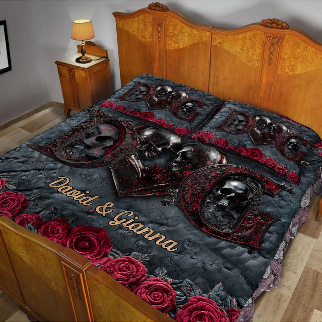 Till Death Do Us Part - Personalized Skull Quilt Set