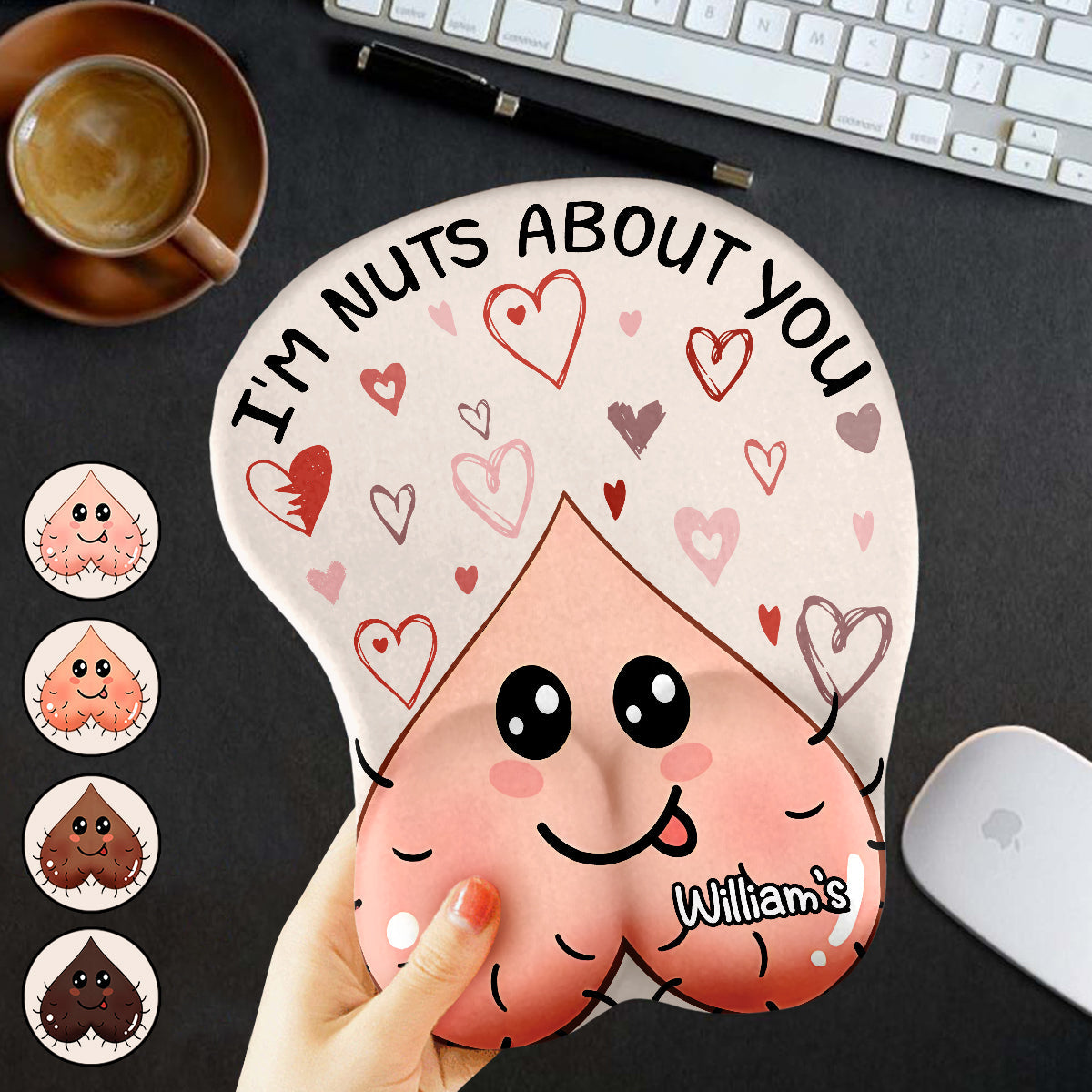 I'm Nuts About You - Personalized Couple 3D Mouse Pad