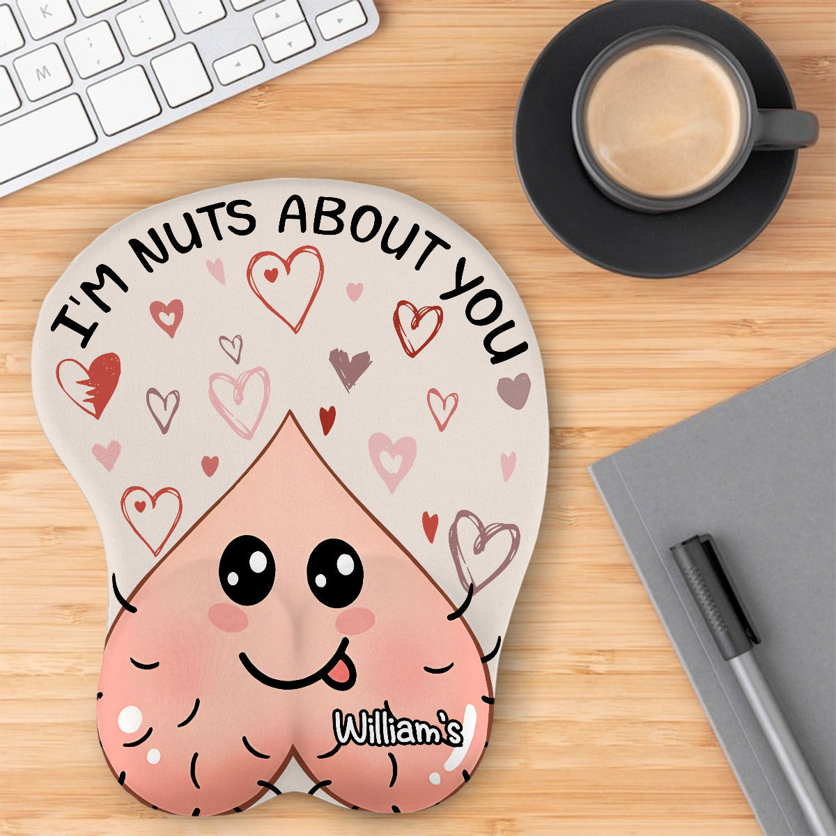I'm Nuts About You - Personalized Couple 3D Mouse Pad