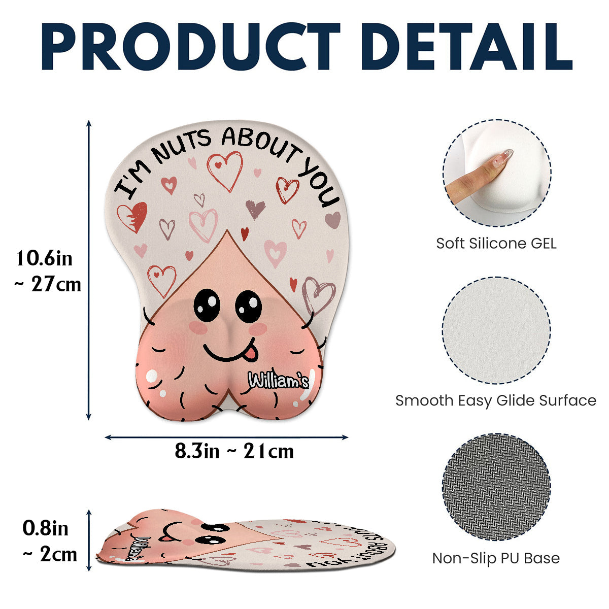 I'm Nuts About You - Personalized Couple 3D Mouse Pad