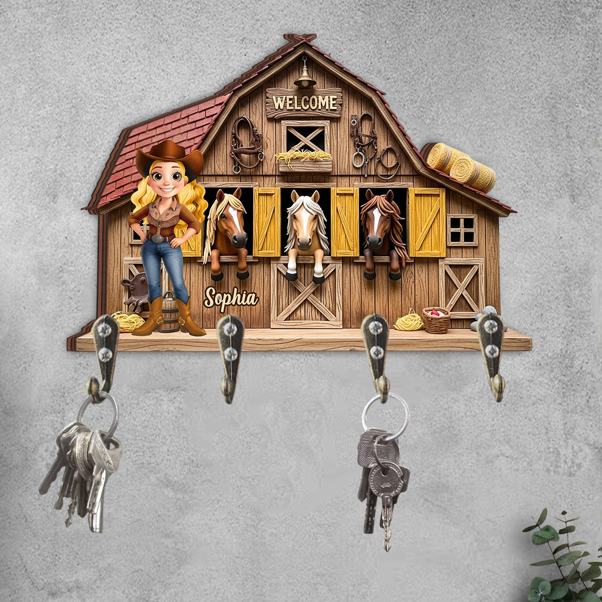 Welcome To My Place - Personalized Horse Custom Shaped Key Rack