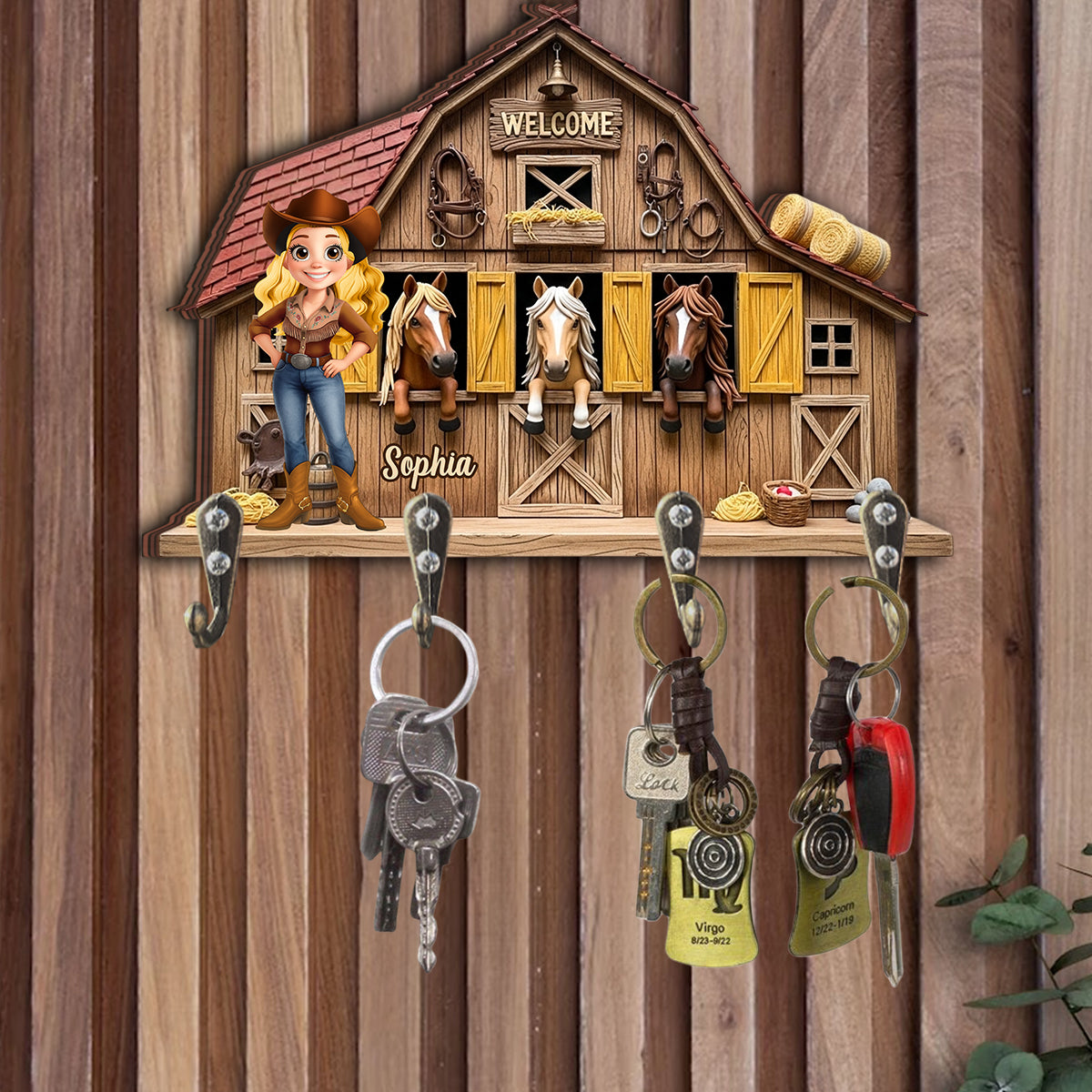 Welcome To My Place - Personalized Horse Custom Shaped Key Rack