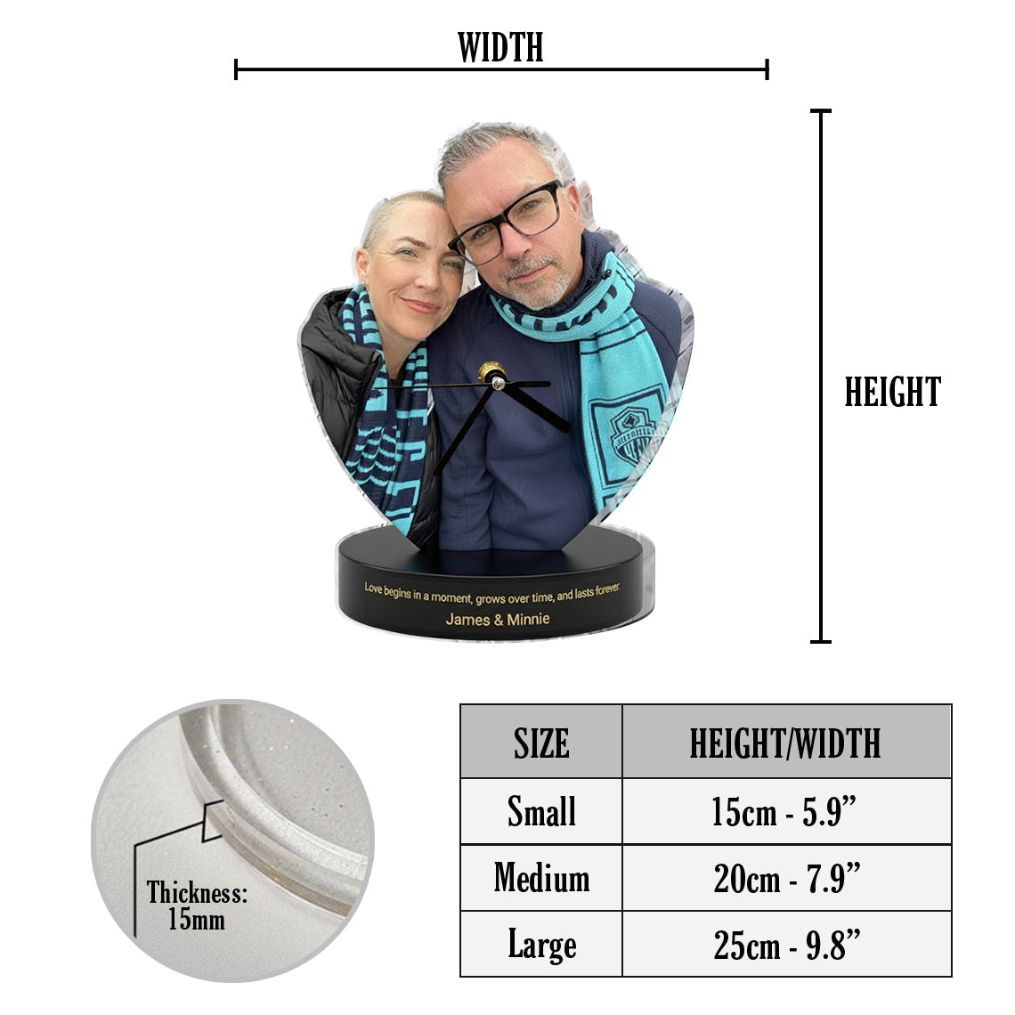 Gift For Husband, Boyfriend, Lover - Personalized Couple Desk Clock Plaque