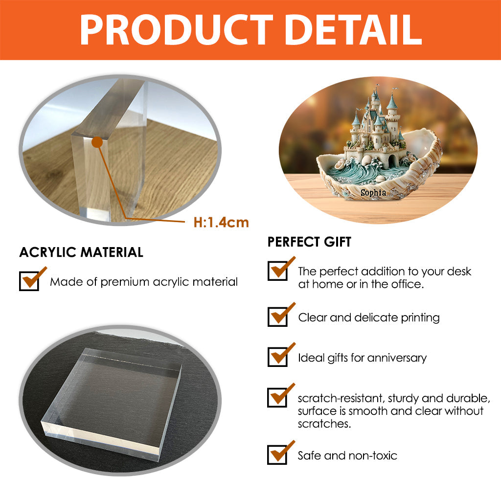 Seashell Castle Souvenir Gift - Personalized Sea Lover Custom Shaped Acrylic Plaque