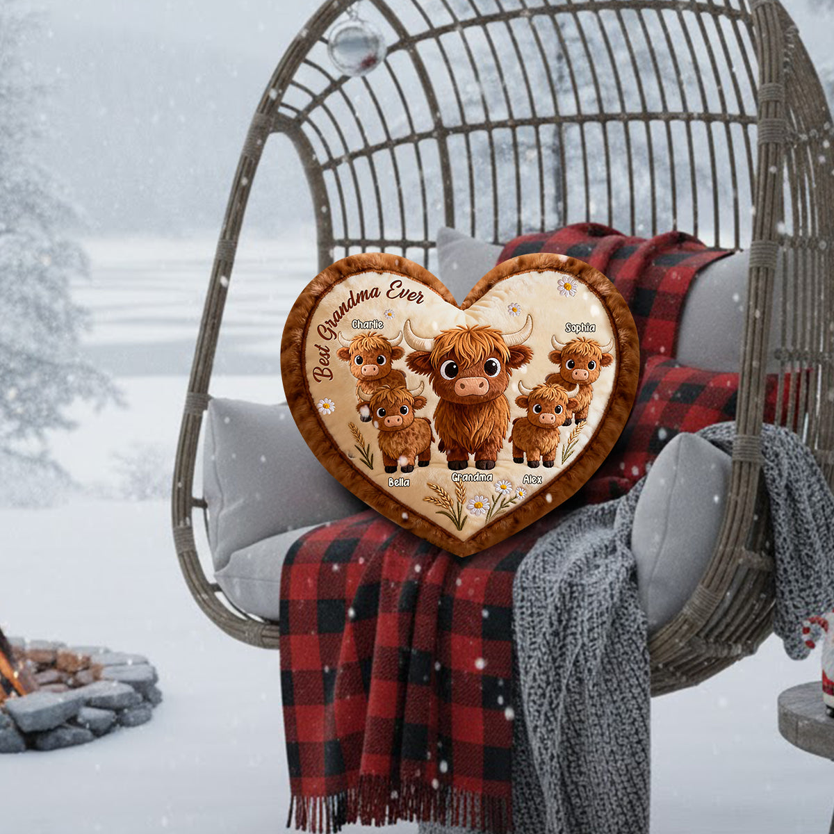 Cadeau idéal pour maman ou grand-mère : coussin personnalisé en fausse fourrure en forme de grand-mère