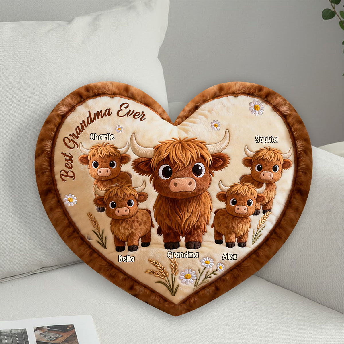 Cadeau idéal pour maman ou grand-mère : coussin personnalisé en fausse fourrure en forme de grand-mère