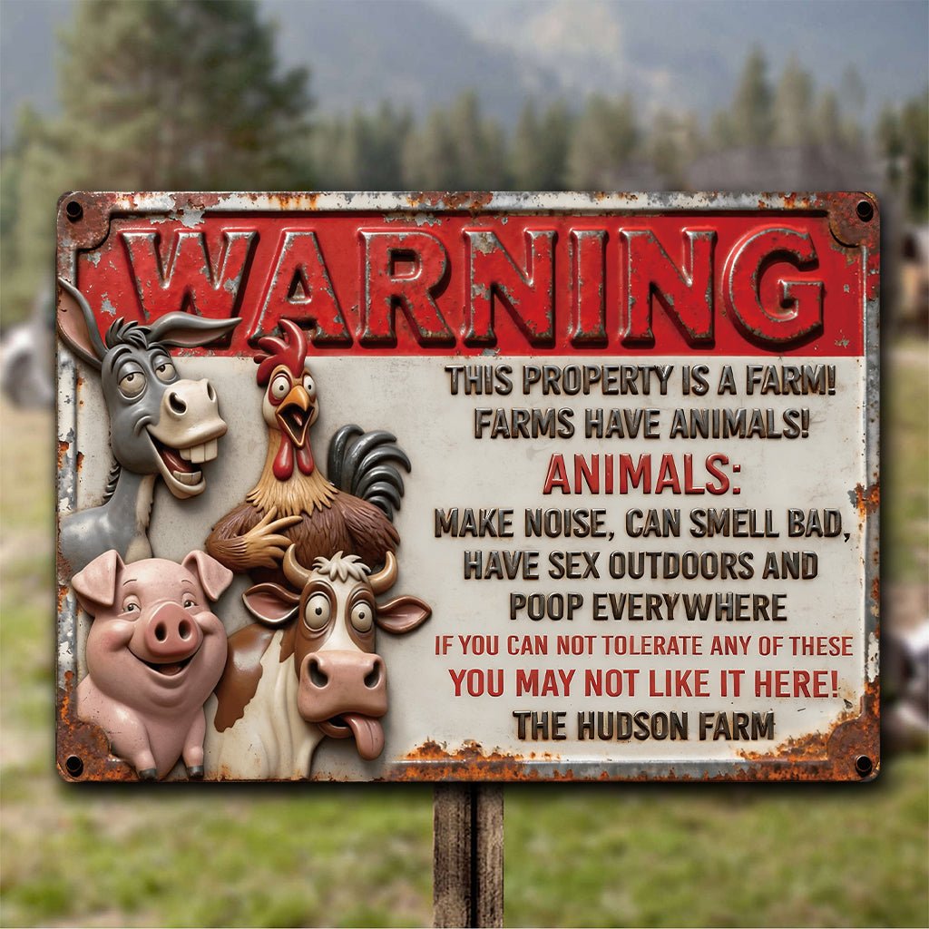 Dieses Anwesen ist ein Bauernhof – personalisiertes rechteckiges Metallschild für Landwirte