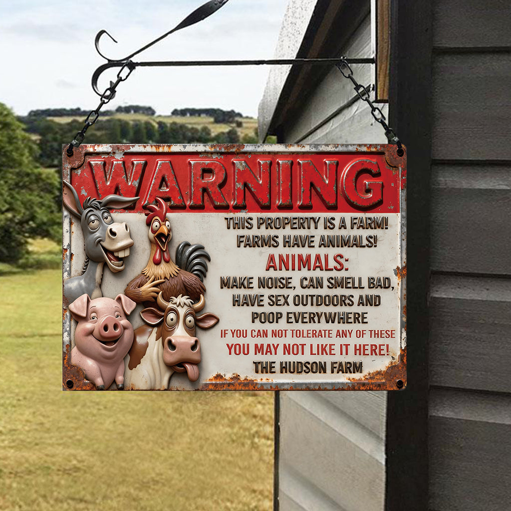 Dieses Anwesen ist ein Bauernhof – personalisiertes rechteckiges Metallschild für Landwirte