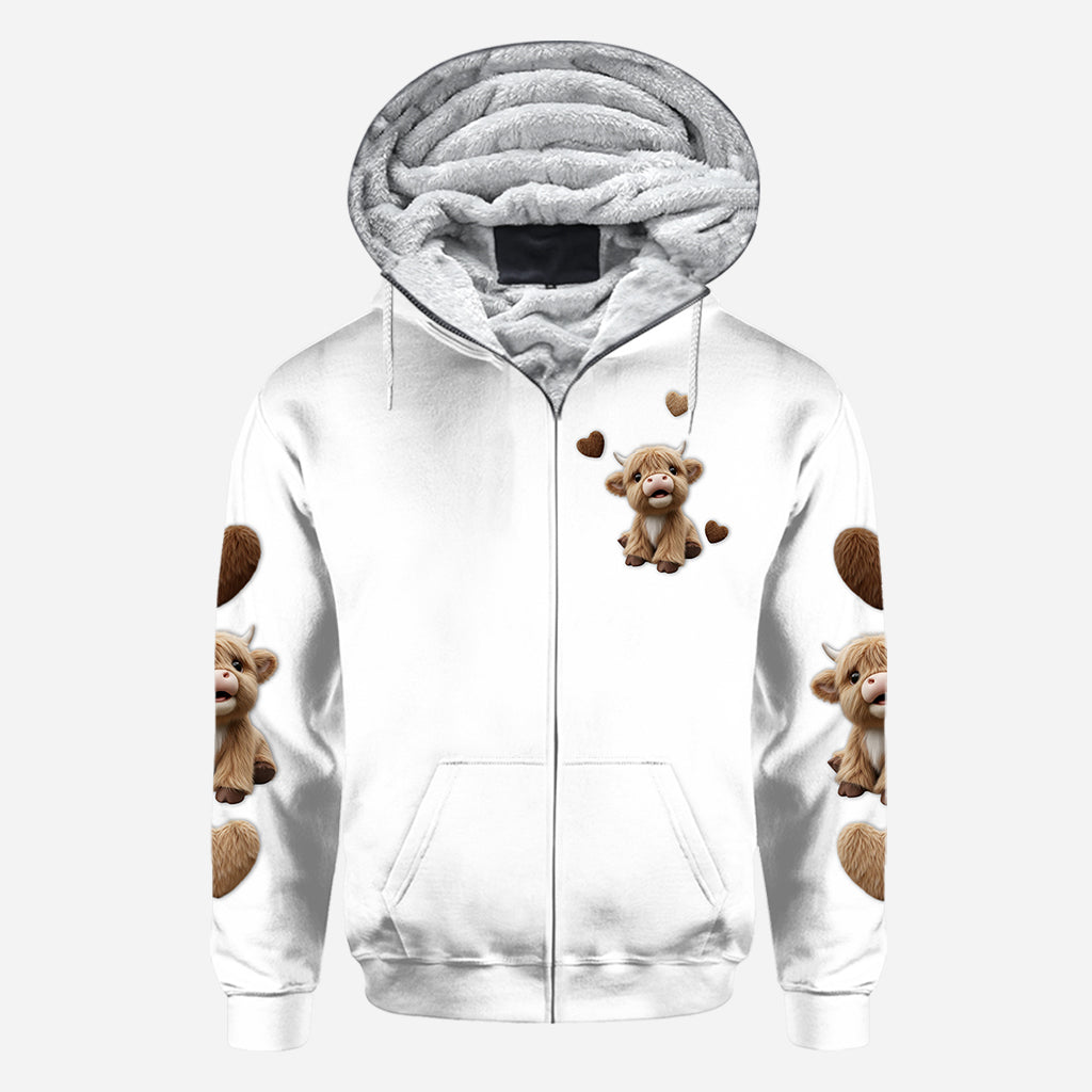 Niedliches Hochlandrind - Personalisiertes T-Shirt mit Hochlandrind-Allover-Print