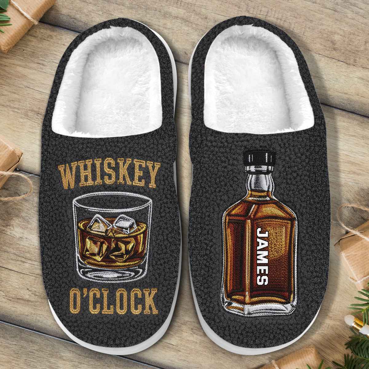 Whiskey O’Clock - Personalized Whisky Slippers