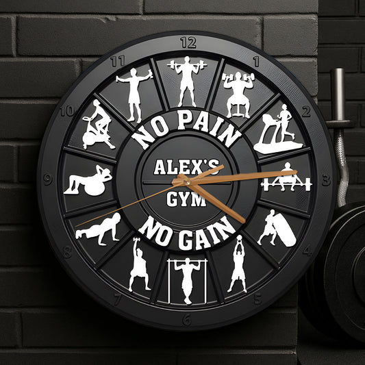 No Pain No Gain - Personalized Fitness Wall Clock