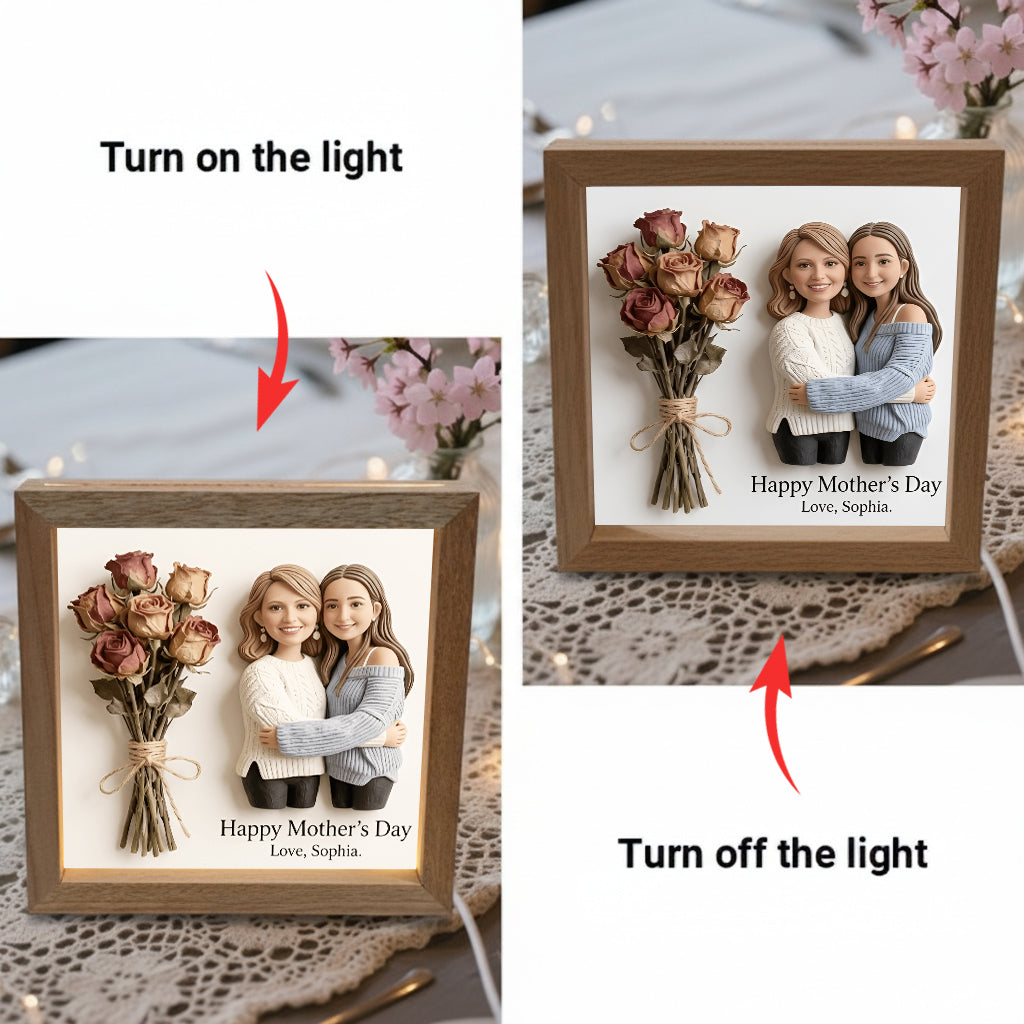 Happy Mother's Day - Personalized Mother Wooden Frame LED Light