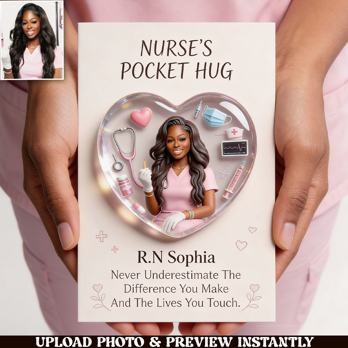 Gift For Nurses, Custom From Any Photo - Personalized Nurse Pocket Hug Card