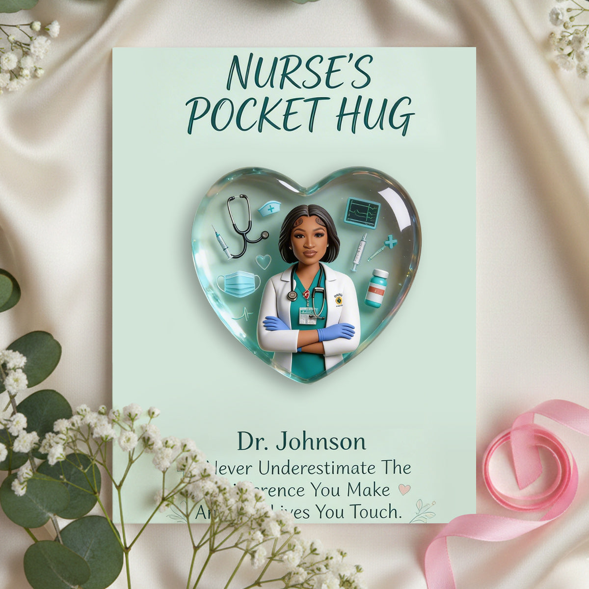 Gift For Nurses, Custom From Any Photo - Personalized Nurse Pocket Hug Card
