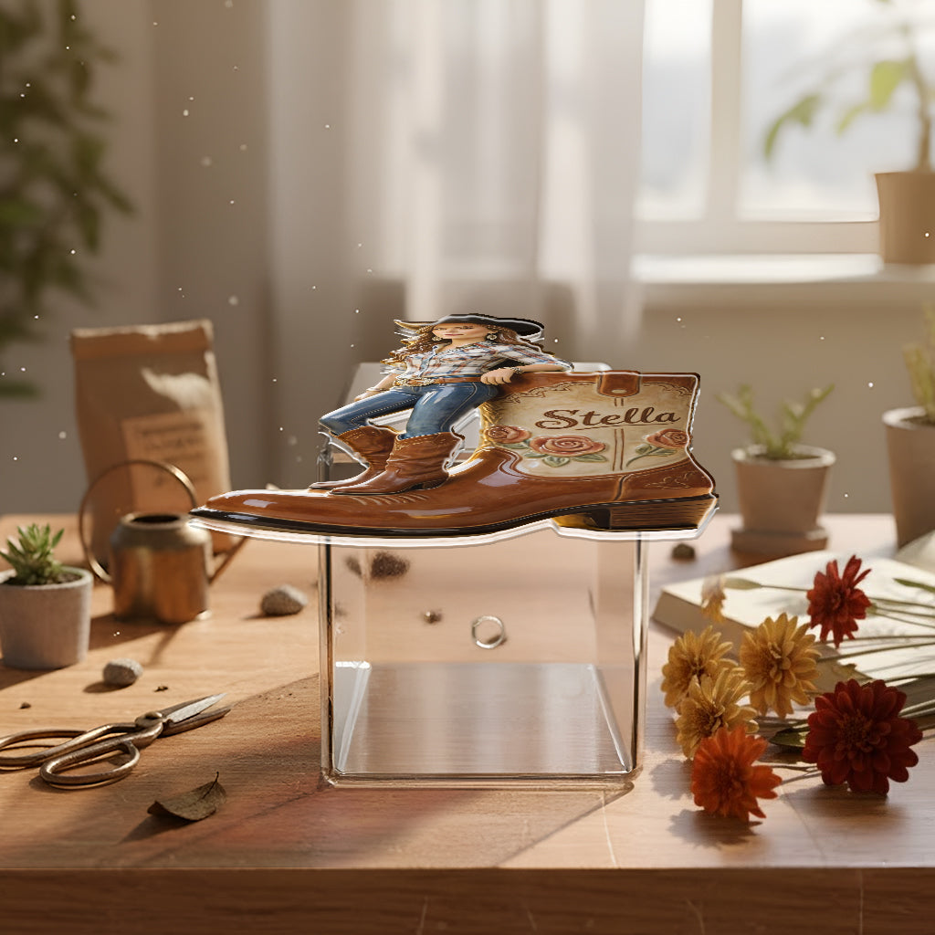 Custom Any Photo Cowgirl Style - Personalized Cowgirl Acrylic Pot