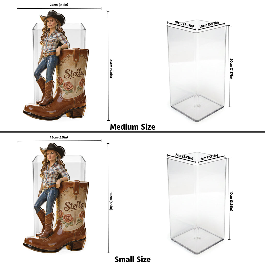 Custom Any Photo Cowgirl Style - Personalized Cowgirl Acrylic Pot