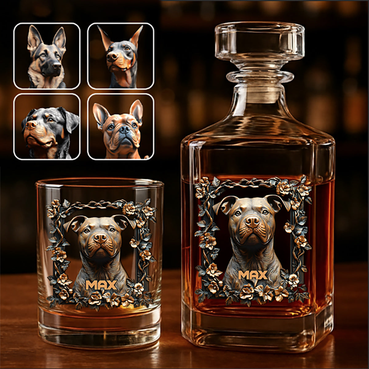 Proud Dog Dad/Dog Mom - Personalized Dog Whiskey Decanter Set
