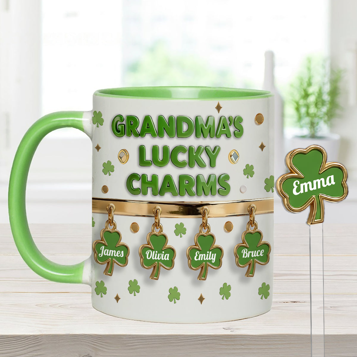 Coffret Porte-bonheur de grand-mère - Mug personnalisé « Grand-mère » avec agitateurs en acrylique