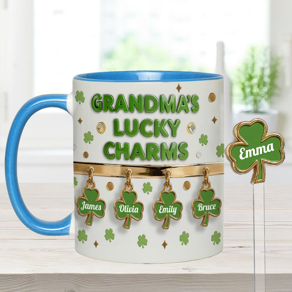 Coffret Porte-bonheur de grand-mère - Mug personnalisé « Grand-mère » avec agitateurs en acrylique