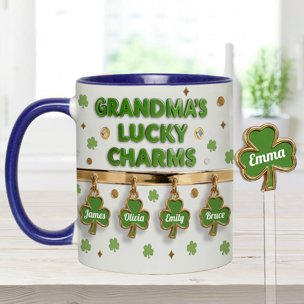Coffret Porte-bonheur de grand-mère - Mug personnalisé « Grand-mère » avec agitateurs en acrylique
