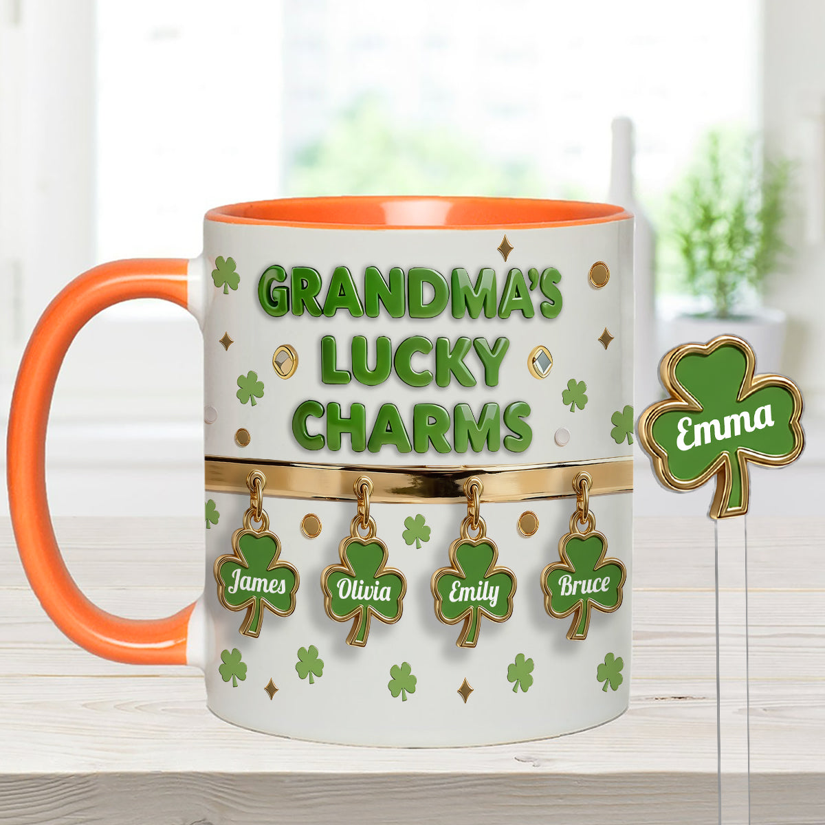 Coffret Porte-bonheur de grand-mère - Mug personnalisé « Grand-mère » avec agitateurs en acrylique