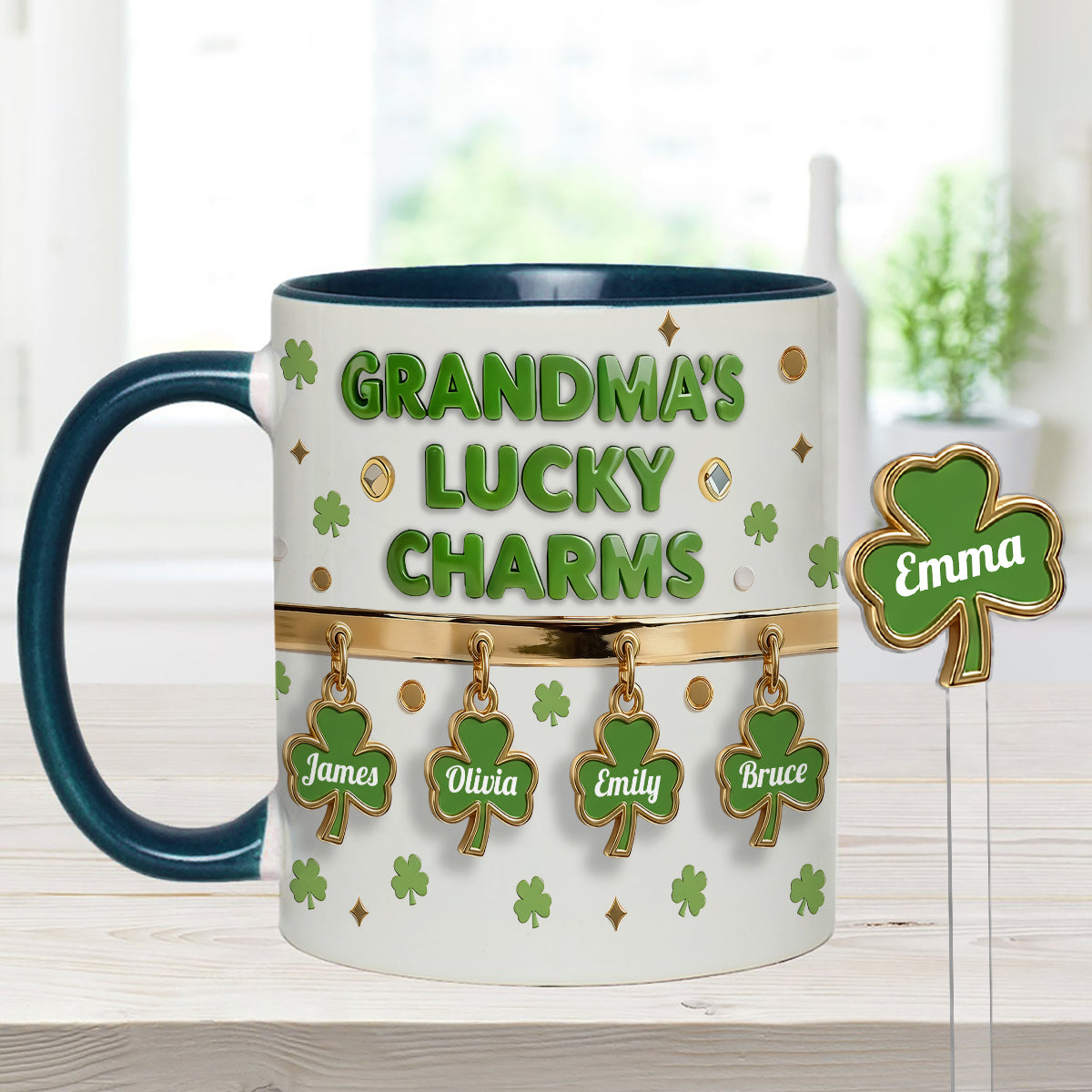Coffret Porte-bonheur de grand-mère - Mug personnalisé « Grand-mère » avec agitateurs en acrylique
