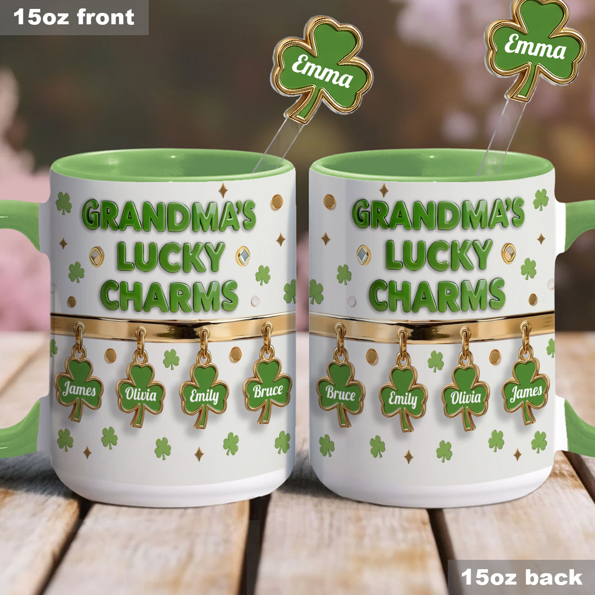 Coffret Porte-bonheur de grand-mère - Mug personnalisé « Grand-mère » avec agitateurs en acrylique