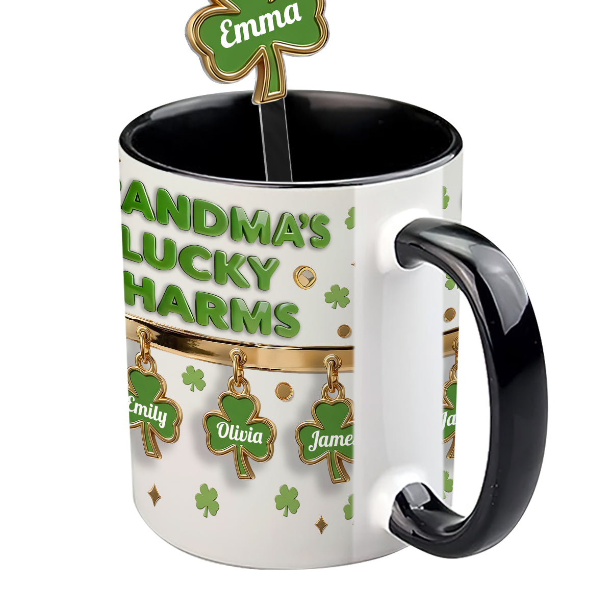 Coffret Porte-bonheur de grand-mère - Mug personnalisé « Grand-mère » avec agitateurs en acrylique