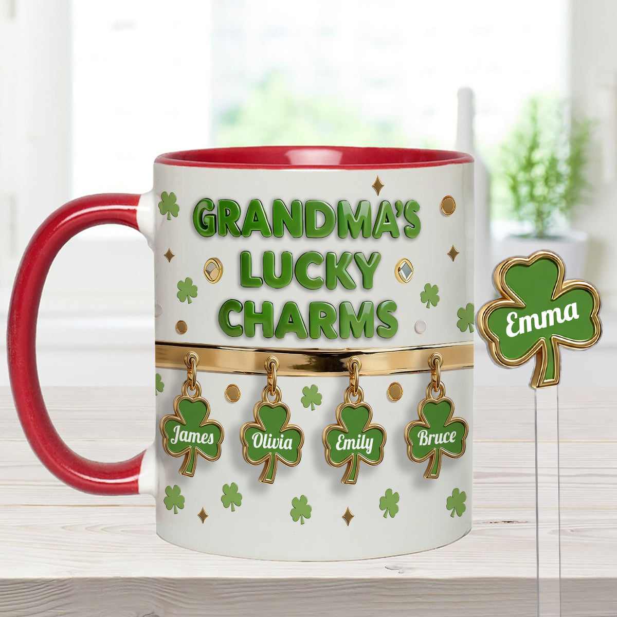 Coffret Porte-bonheur de grand-mère - Mug personnalisé « Grand-mère » avec agitateurs en acrylique