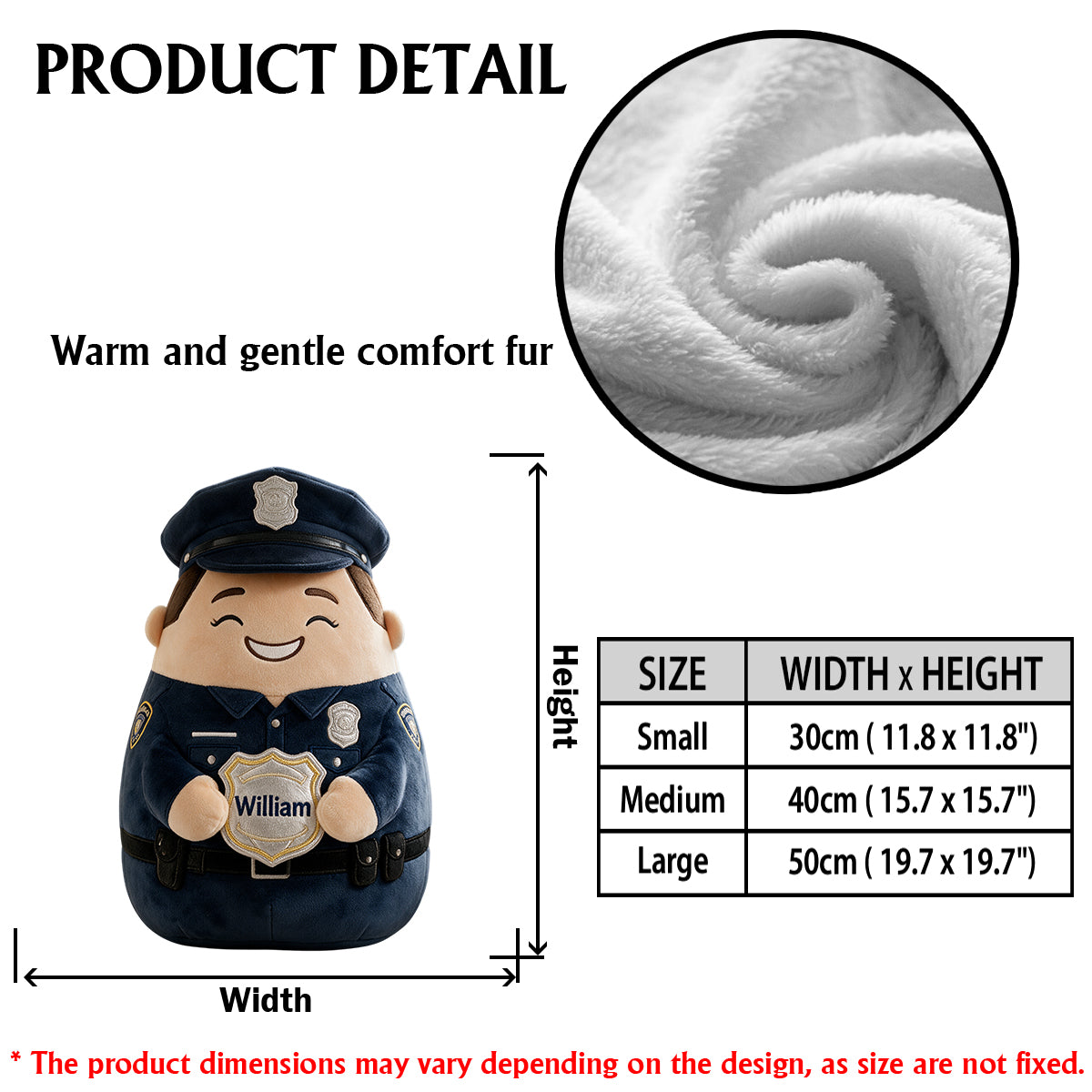 Custom From Any Photo, Any Job - Personalized Police Officer Premium Faux Fur Pillow