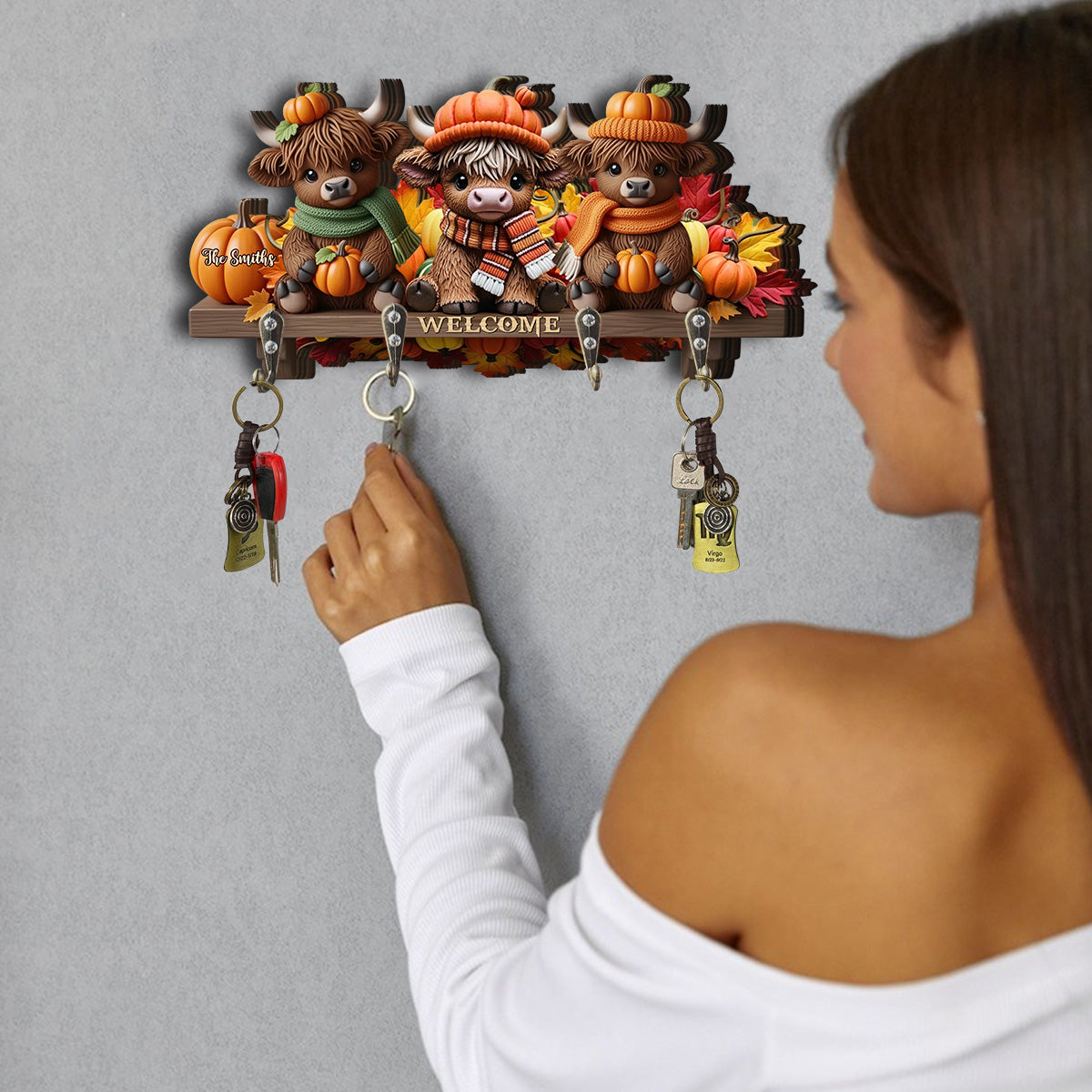 La plus belle période de l'année - Porte-clés personnalisé en forme de vache des Highlands