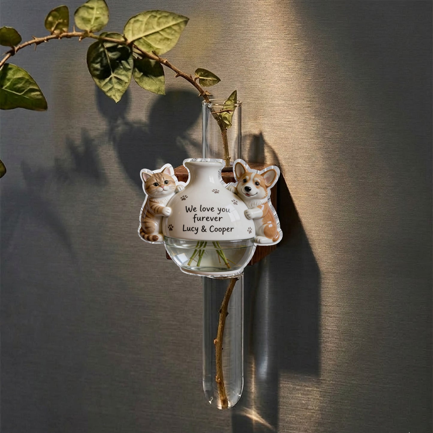 Cute Pet Hugging Planter - Personalized Dog Magnetic Flower Vase