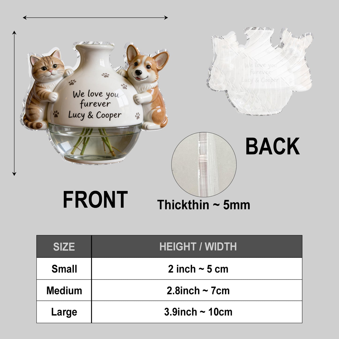 Cute Pet Hugging Planter - Personalized Dog Magnetic Flower Vase