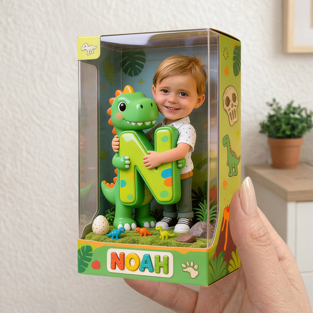 Dinosaur Alphabet Letter & Custom Photo - Personalized Kid Acrylic Display Box