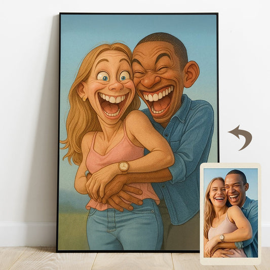 Custom Caricature Portrait from Photo - Cartoon Portrait - Personalized Family Canvas And Poster