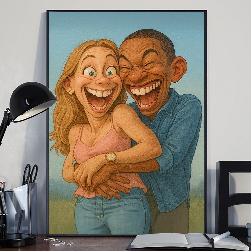 Custom Caricature Portrait from Photo - Cartoon Portrait - Personalized Family Canvas And Poster