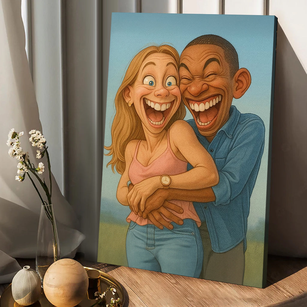 Custom Caricature Portrait from Photo - Cartoon Portrait - Personalized Family Canvas And Poster
