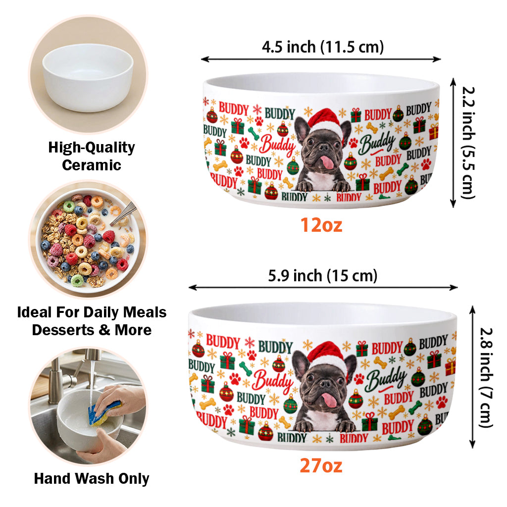 Santa’s Favorite Troublemaker - Personalized Dog Ceramic Bowl