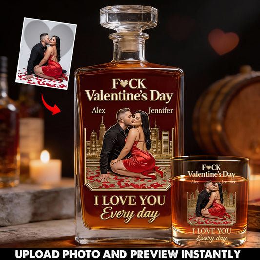 I Love You Every Day - Personalized Couple Whiskey Decanter Set