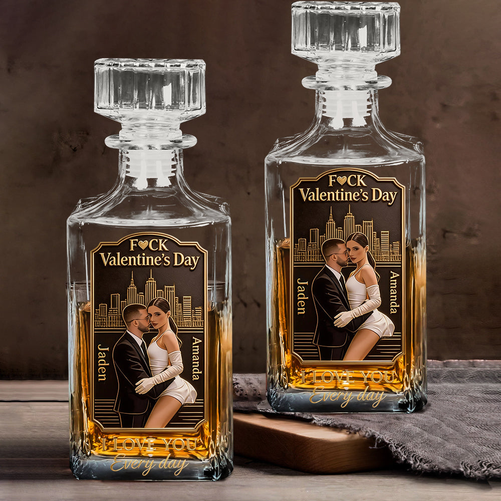 I Love You Every Day - Personalized Couple Whiskey Decanter Set