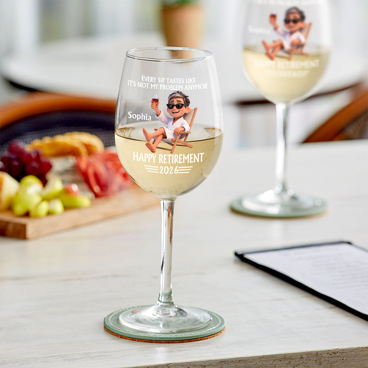 Happy Retirement Gift - Personalized Retired Wine Glass With Long Stem