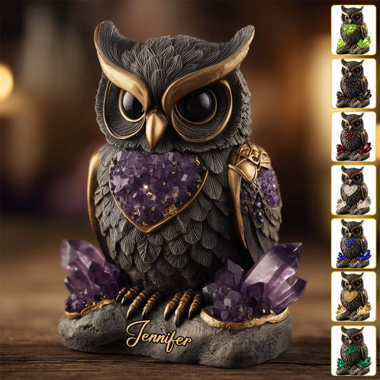 Amethyst/ Rose Quartz/ Ruby/... Styled Owl - Personalized Owl Custom Shaped Acrylic Plaque