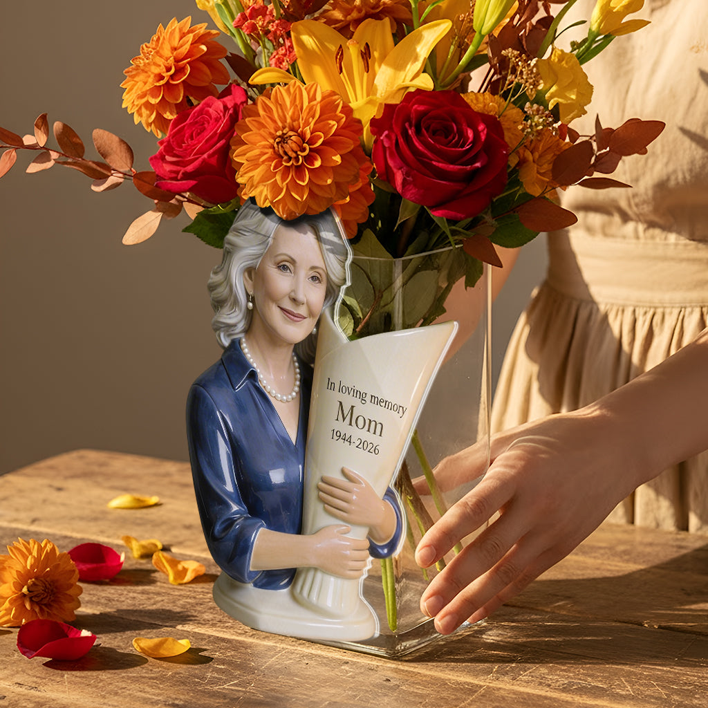Heaven's Bloom - Personalisierte Gedenk-Acrylblumenvase