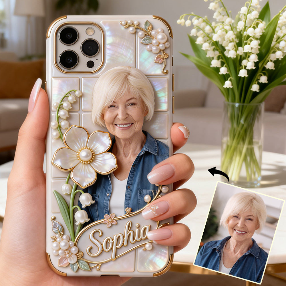 Coque de téléphone personnalisée avec photo et fleur de naissance - Impression intégrale « Amour de soi »