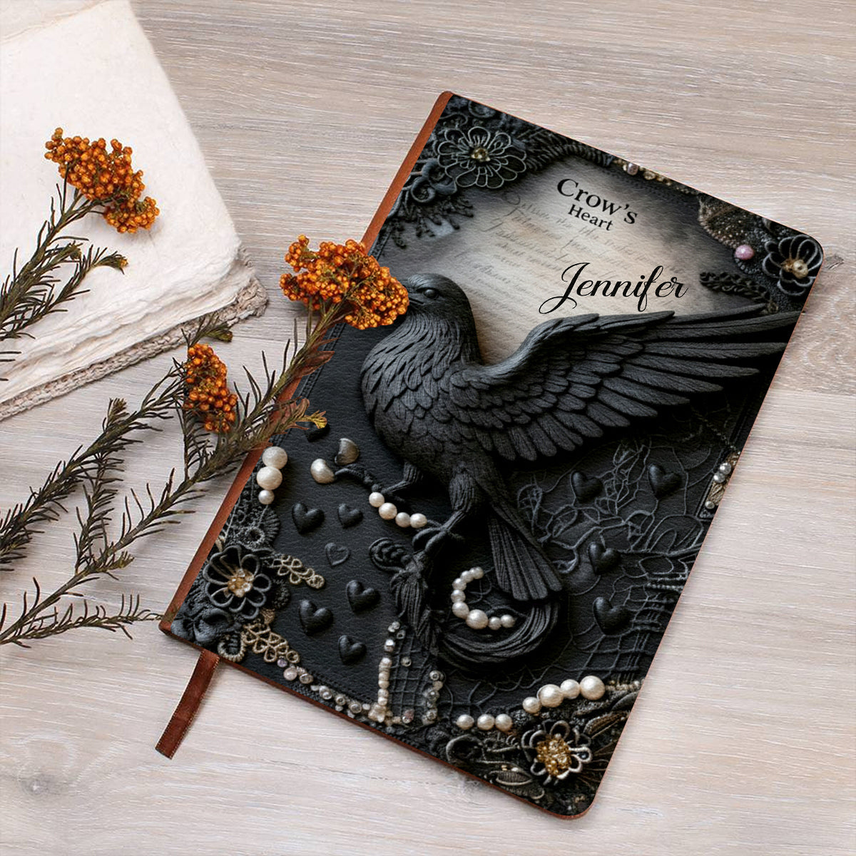 Crow's Heart - Personalized Witch Leather Journal