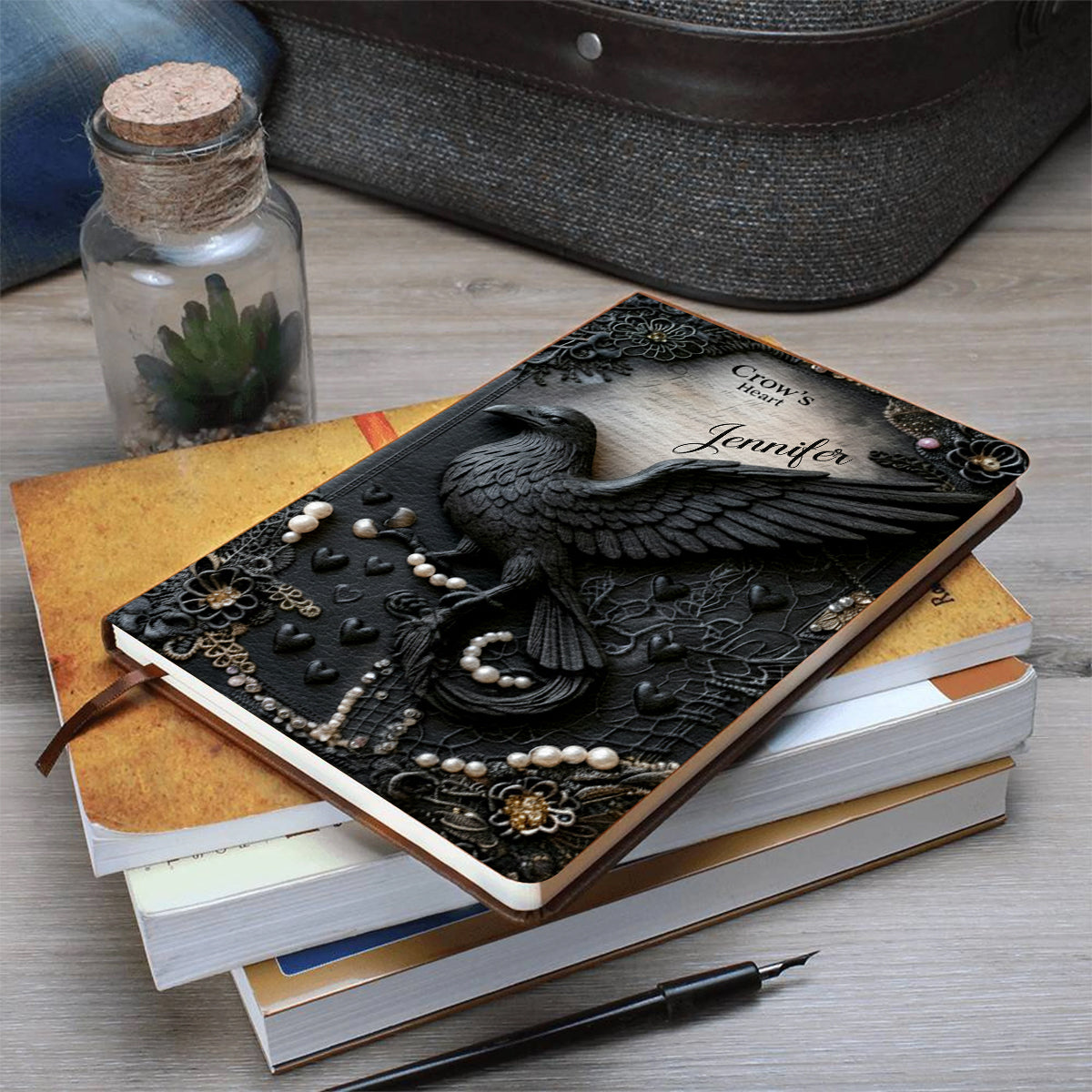 Crow's Heart - Personalized Witch Leather Journal